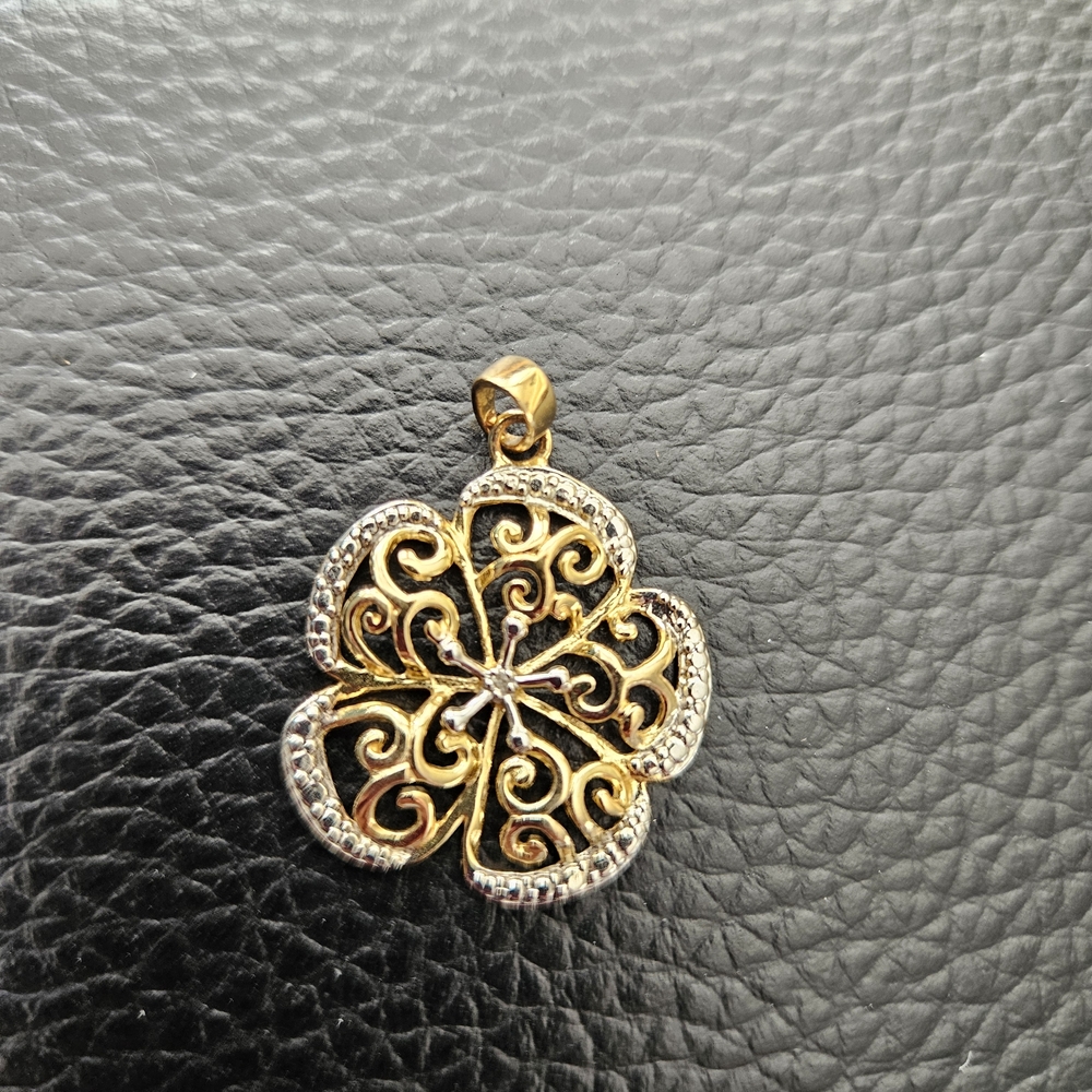 Real Silver And "Gold" Floral Pendant